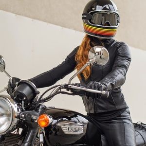 Black leather riding jacket